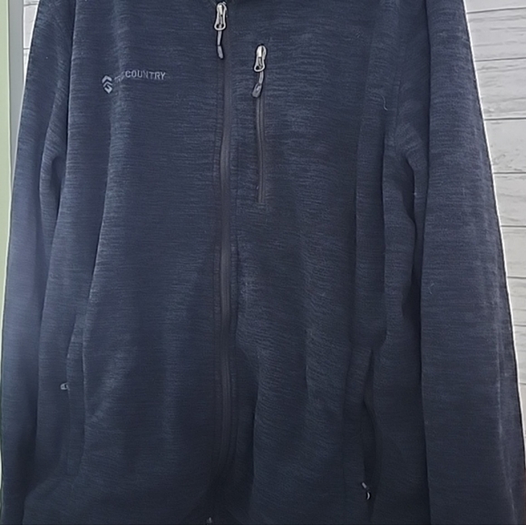 Free Country Blue Black Fleece Jacket Full Zip With Pockets Women's Size Large - Picture 2 of 4